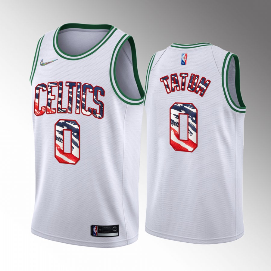 Jayson Tatum 2022 Independence Day Boston Celtics #0 White Jersey America
