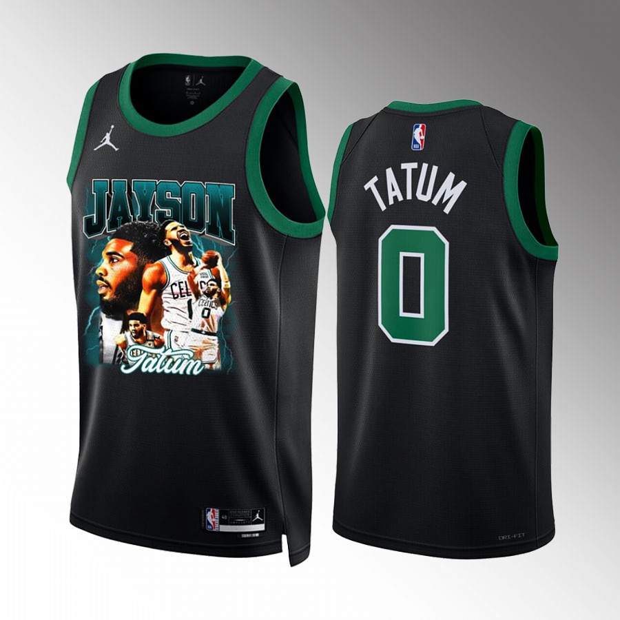 Jayson Tatum Boston Celtics Black #0 Jersey The Future Of Boston Screen Print Graphics
