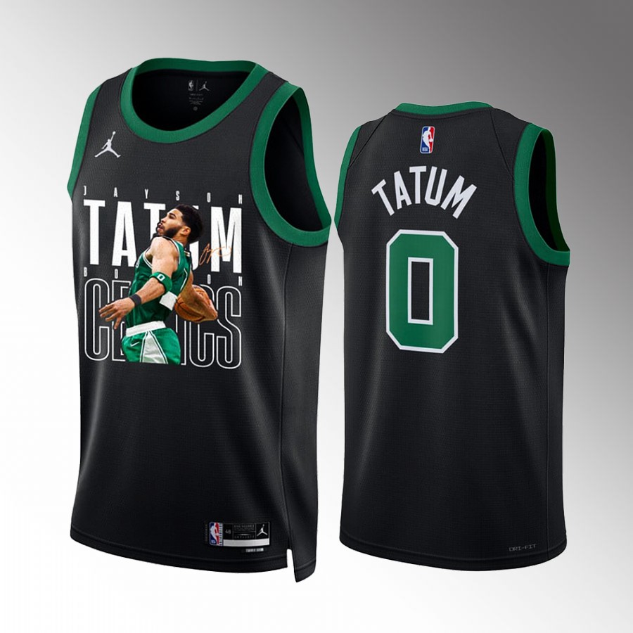 Jayson Tatum Boston Celtics Black #0 Jersey The Legend In The Making Screen Print Graphics