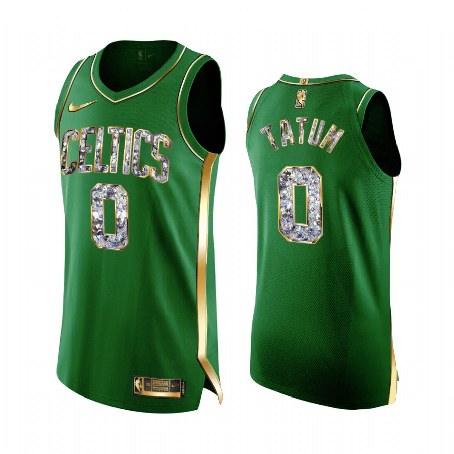 Jayson Tatum Celtics #0 2022 NBA Playoffs Jersey Green Diamond Edition