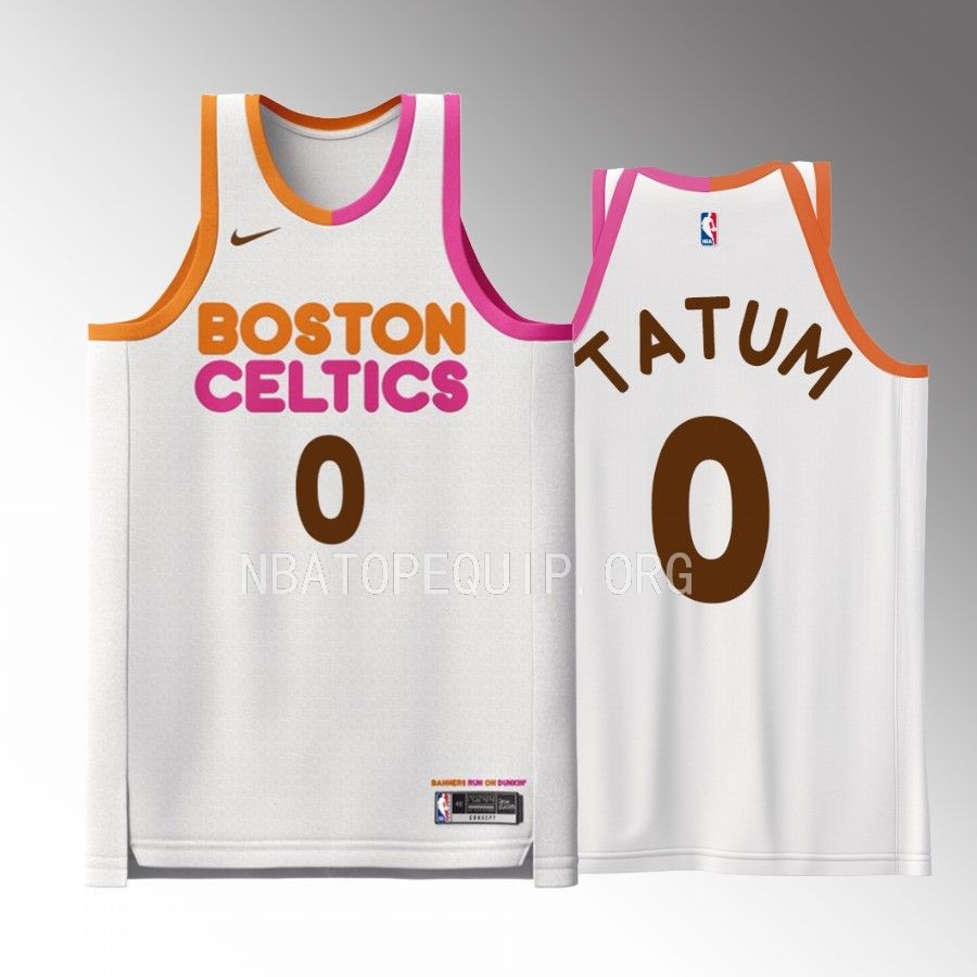 Jayson Tatum Dunkin Donuts Boston Celtics #0 White Jersey Special