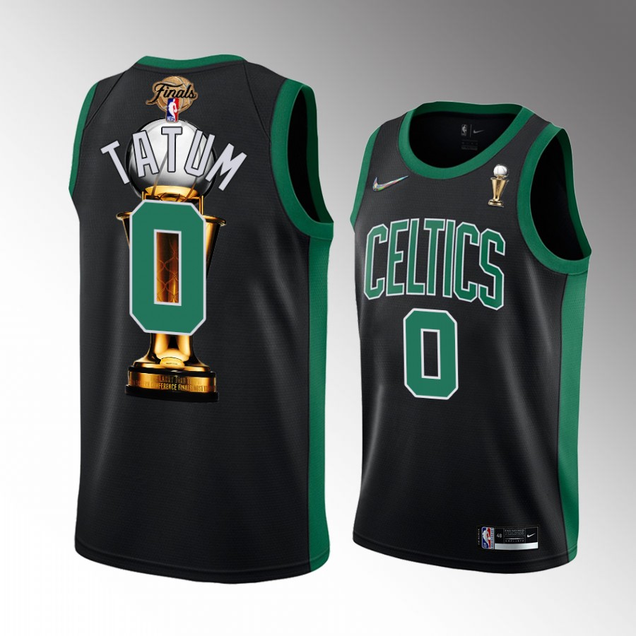 Jayson Tatum Larry Bird MVP 2022 Celtics Black Jersey Trophy