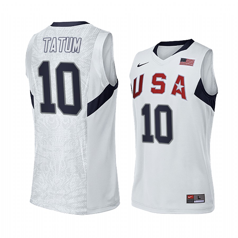 Jayson Tatum USA  #10 White 2008 Summer Olympics Throwback Jersey