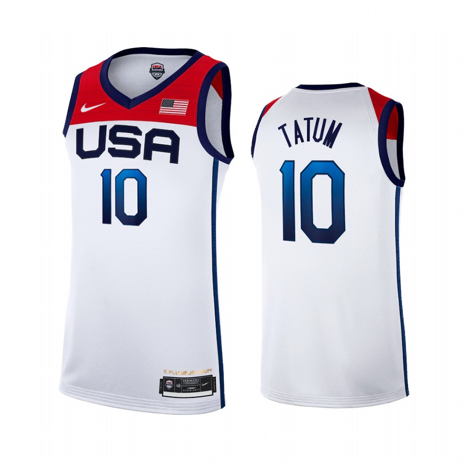 Jayson Tatum USA  #10 White Tokyo Olympics 2021 Home Jersey