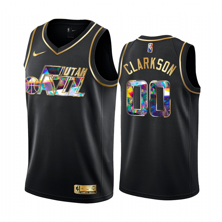 Jazz Jordan Clarkson Diamond Logo Black 2021-22 Jersey NBA 75th Season