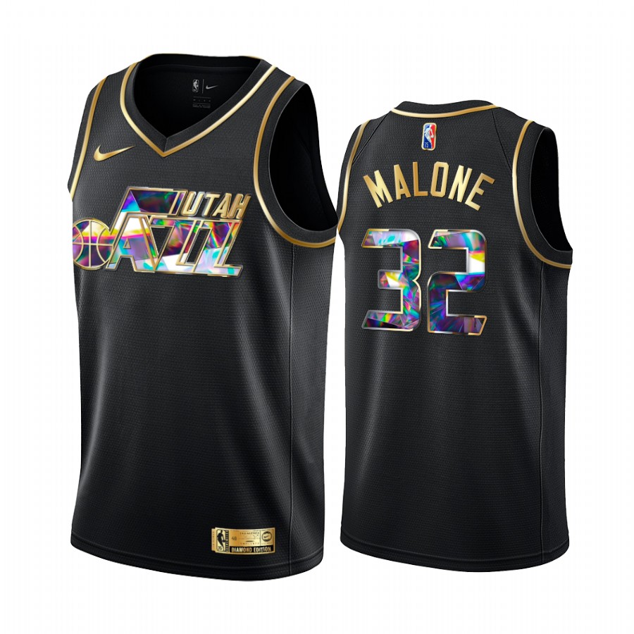 Jazz Karl Malone NBA 75th Anniversary Team Jersey Black Diamond Edition