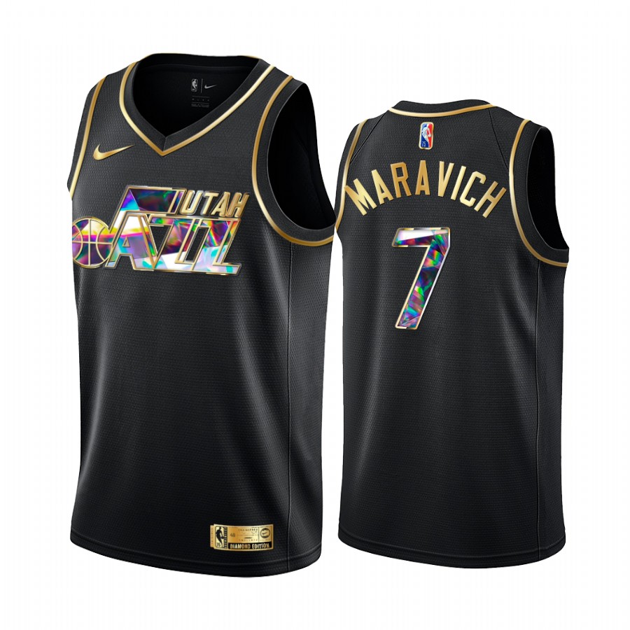 Jazz Pete Maravich NBA 75th Anniversary Team Jersey Black Diamond Edition
