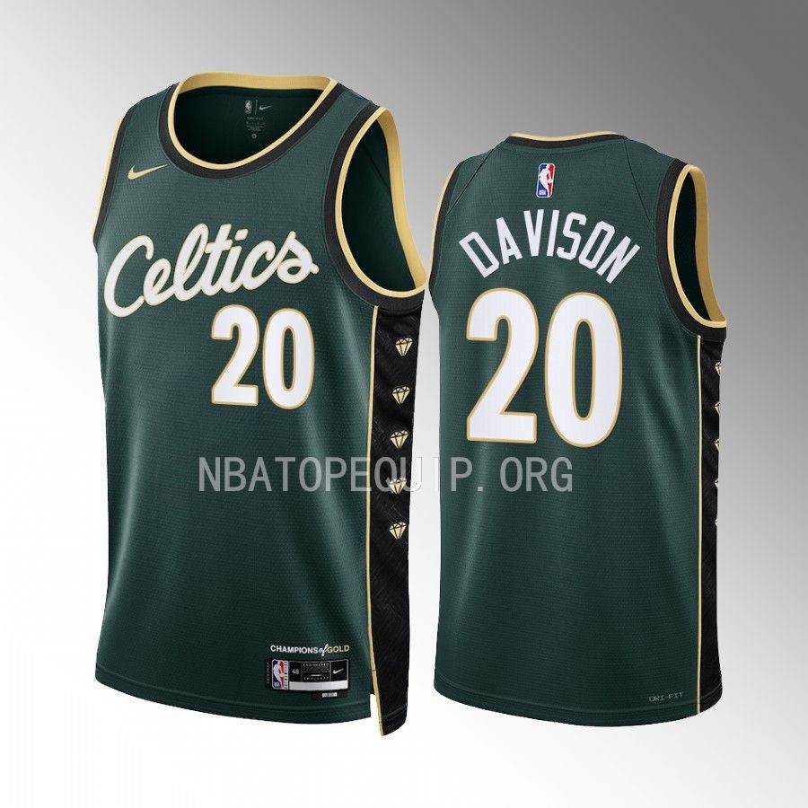 JD Davison Boston Celtics 2022-23 City Edition Green #20 Jersey Honor Bill Russell 11 Gold diamonds