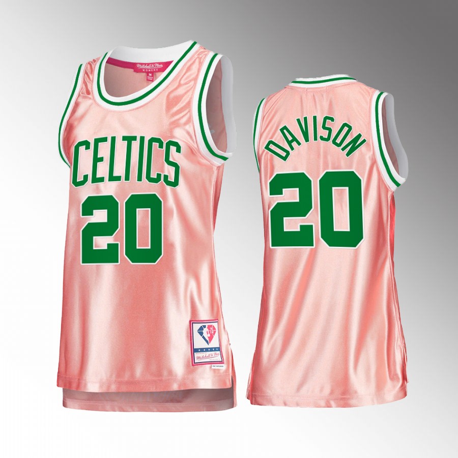 JD Davison Boston Celtics Rose Gold Jersey #20 Pink Hardwood Classics Women's Tank