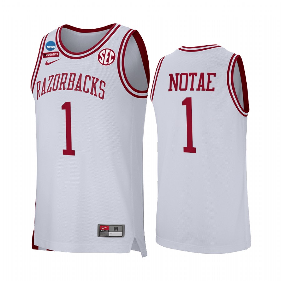 JD Notae Arkansas Razorbacks White Jersey 2022 NCAA March Madness Retro