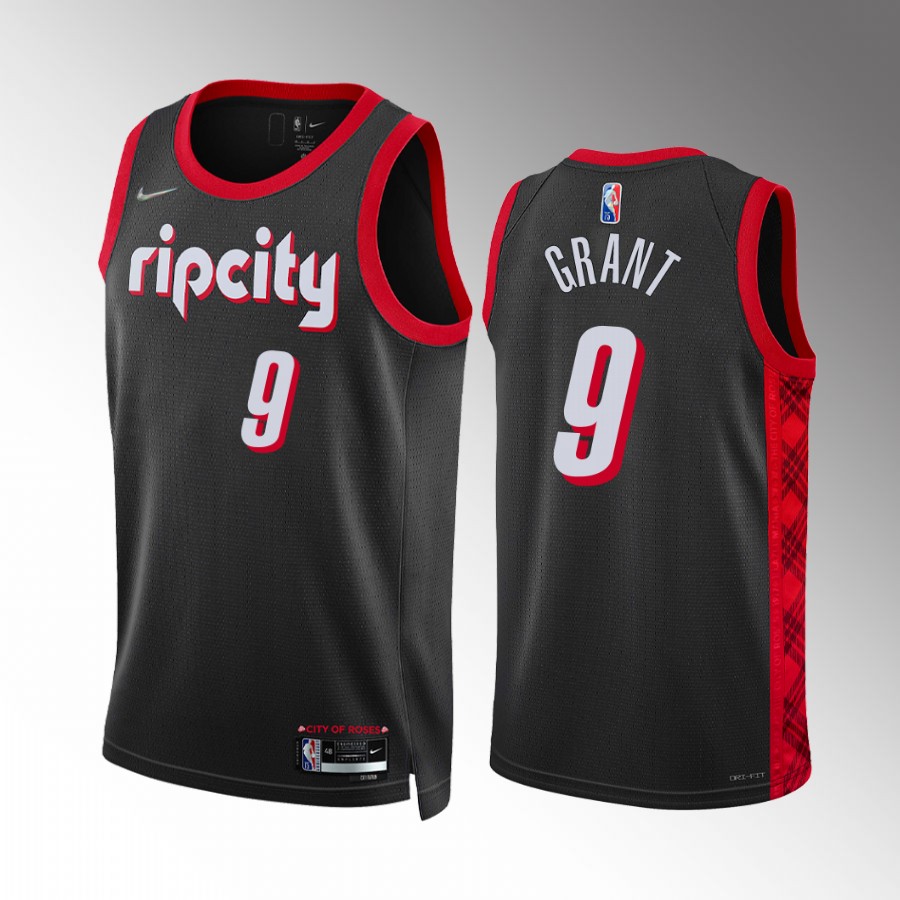 Jerami Grant Portland Trail Blazers Black City Edition #9 Jersey 2022 Trade