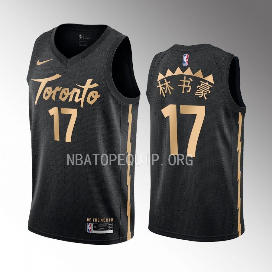 Jeremy Lin 38 at the Garden Raptors #17 Black Jersey Chinese Name