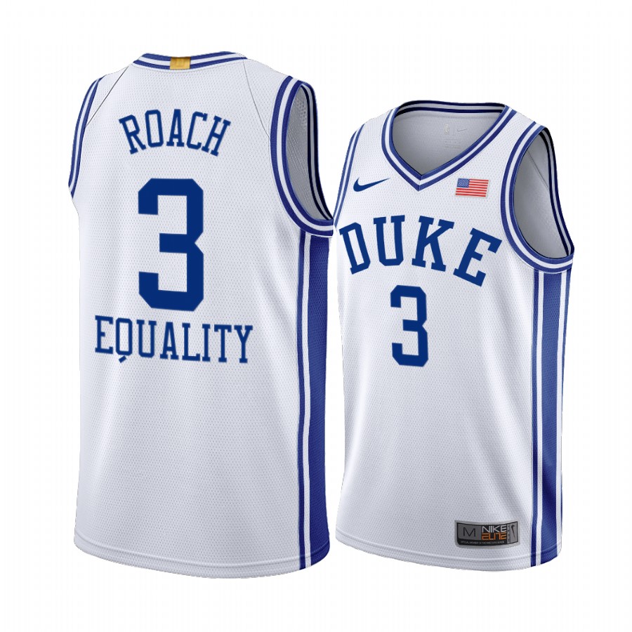 Jeremy Roach Duke Blue Devils White Equality BLM Social justice 2020-21 Jersey