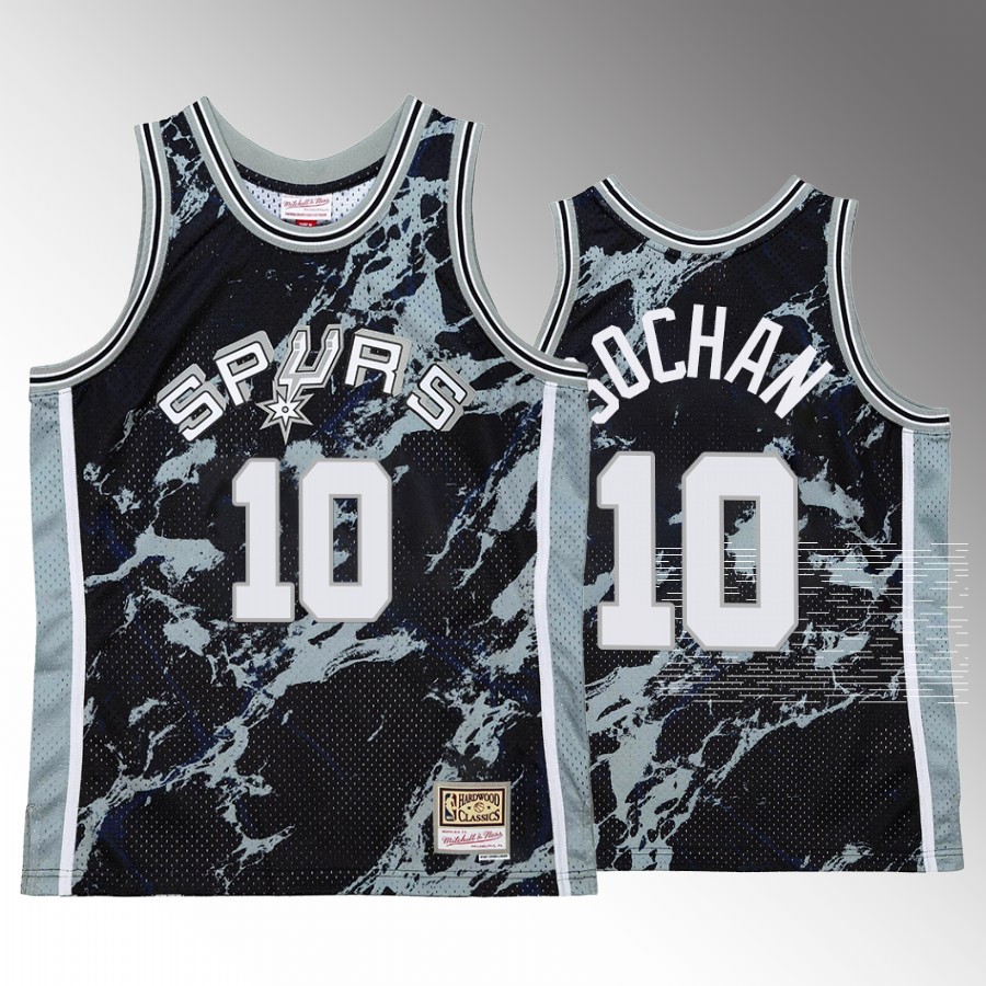 Jeremy Sochan #10 San Antonio Spurs Marble Swingman Black Hardwood Classics Jersey