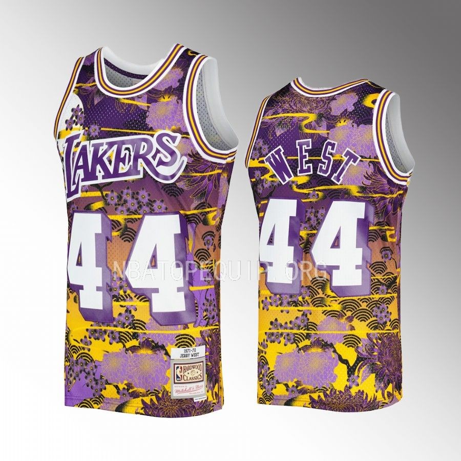 Jerry West Los Angeles Lakers #44 2023 Lunar New Year Jersey Purple Hardwood Classics Men