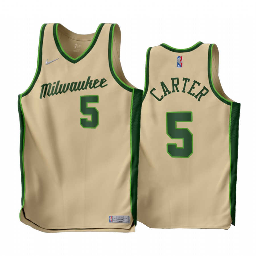 Jevon Carter 2022-23 Milwaukee Bucks Cream #5 Earned Edition Jersey