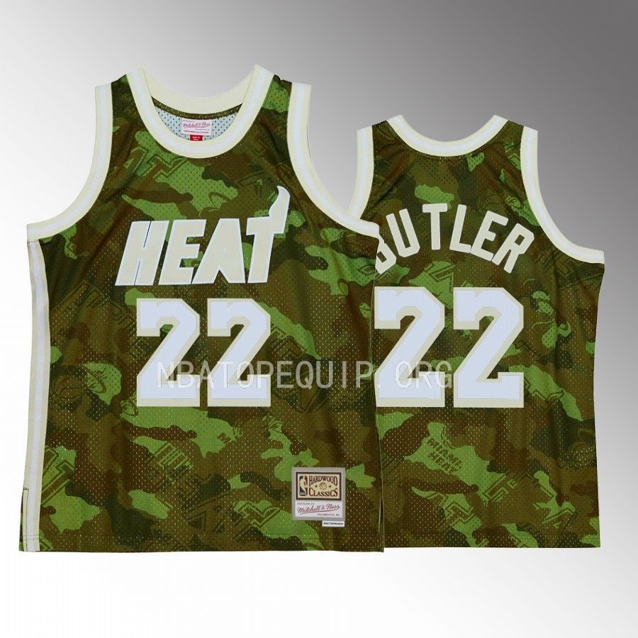 Jimmy Butler #22 Miami Heat Ghost Camo Green Hardwood Classics Jersey