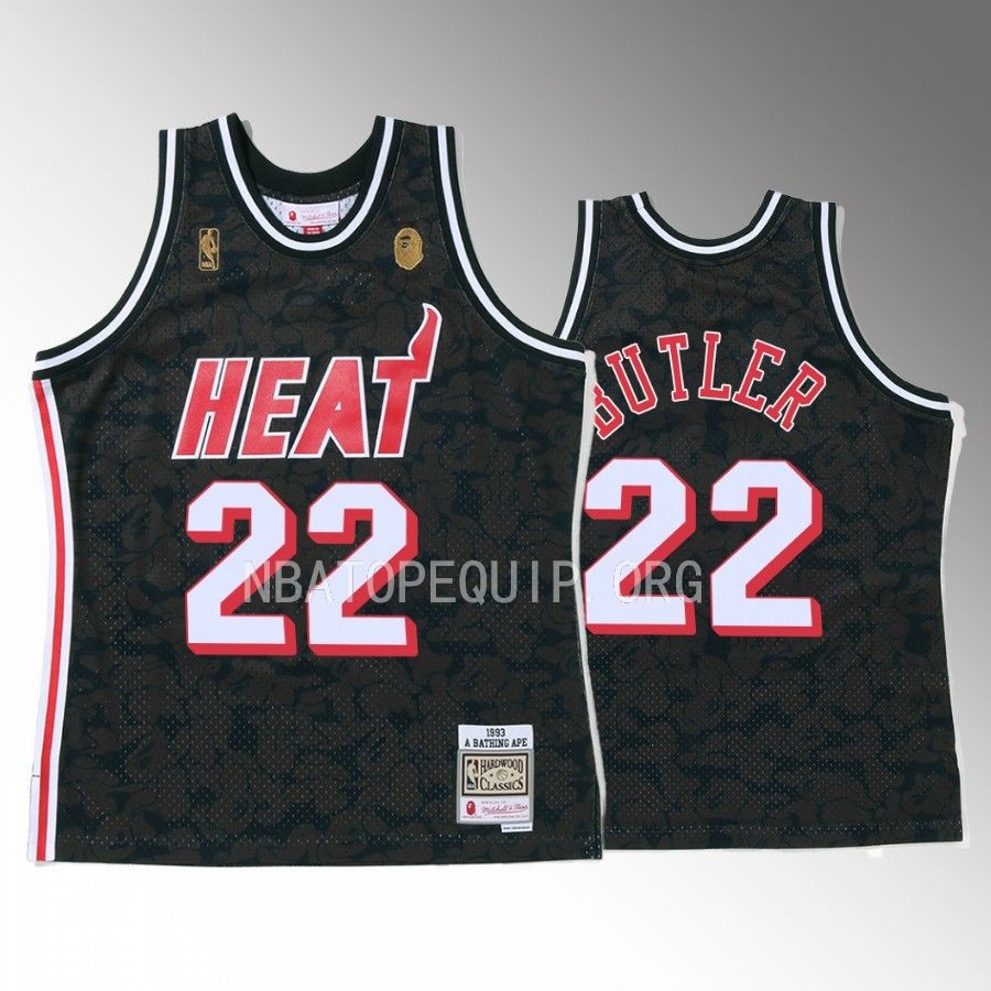 Jimmy Butler 2022 BAPE Miami Heat Jersey Camo Tanktop Black Men's jersey