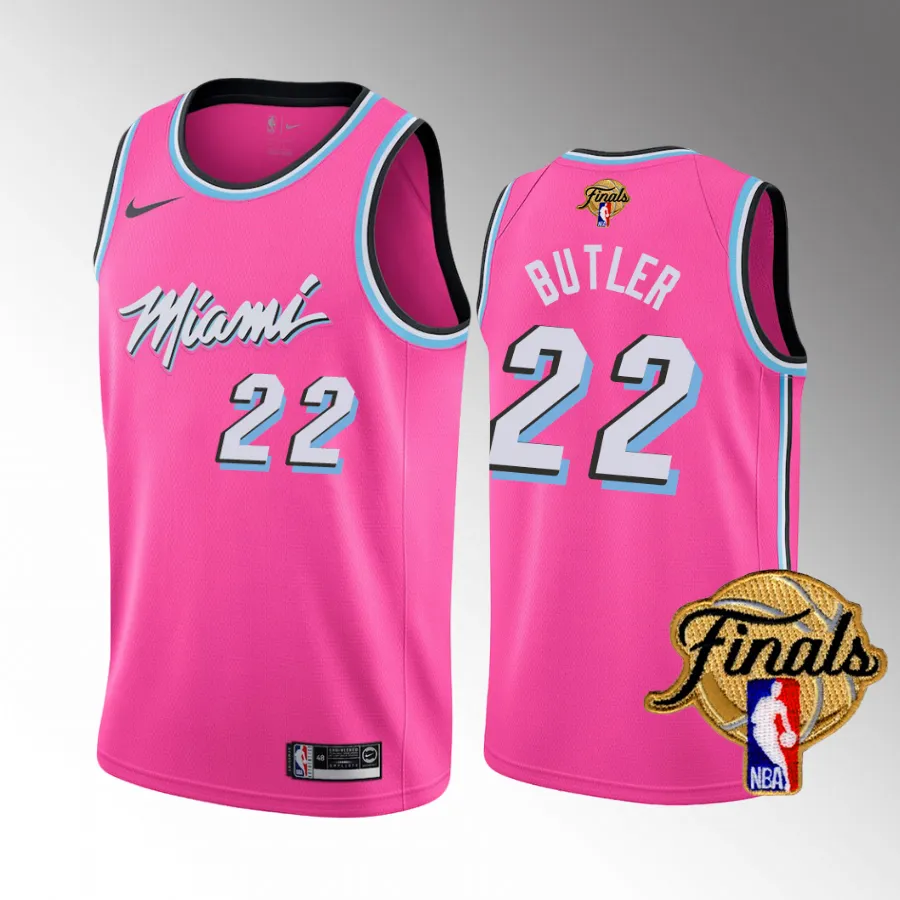 Jimmy Butler Miami Heat 2023 NBA Finals Patch Pink #22 Earned Edition Jersey Men