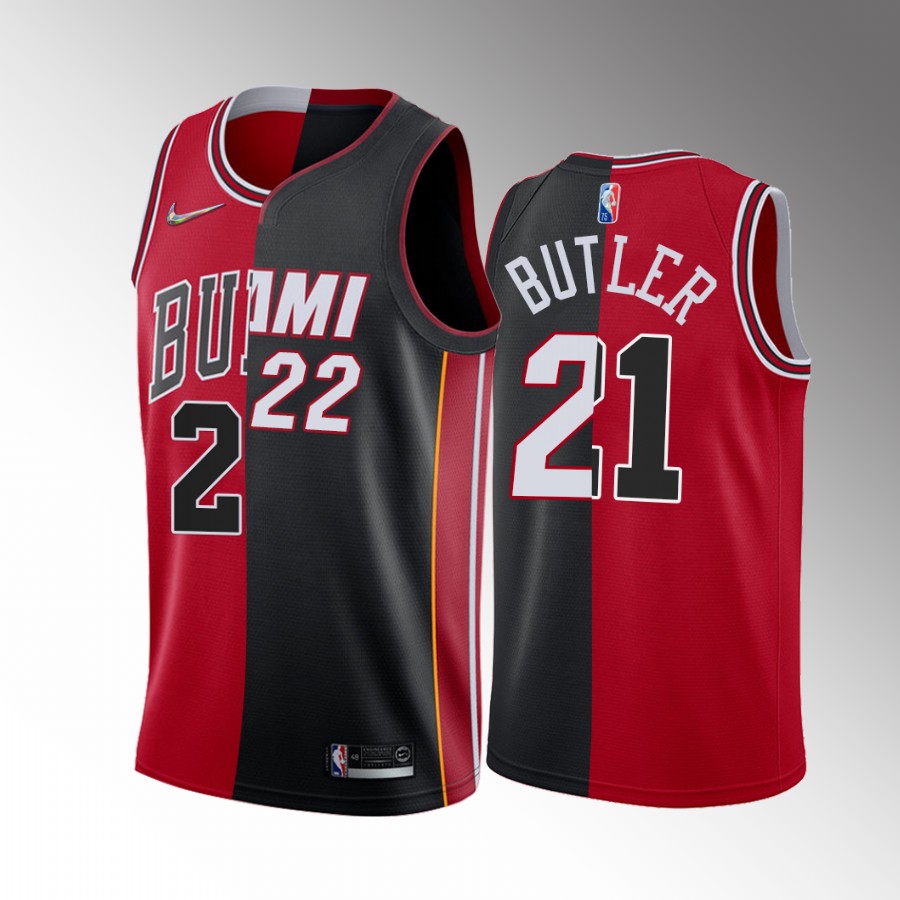 Jimmy Butler Respectable Player Heat X Bulls #22 Red Black Jersey Split