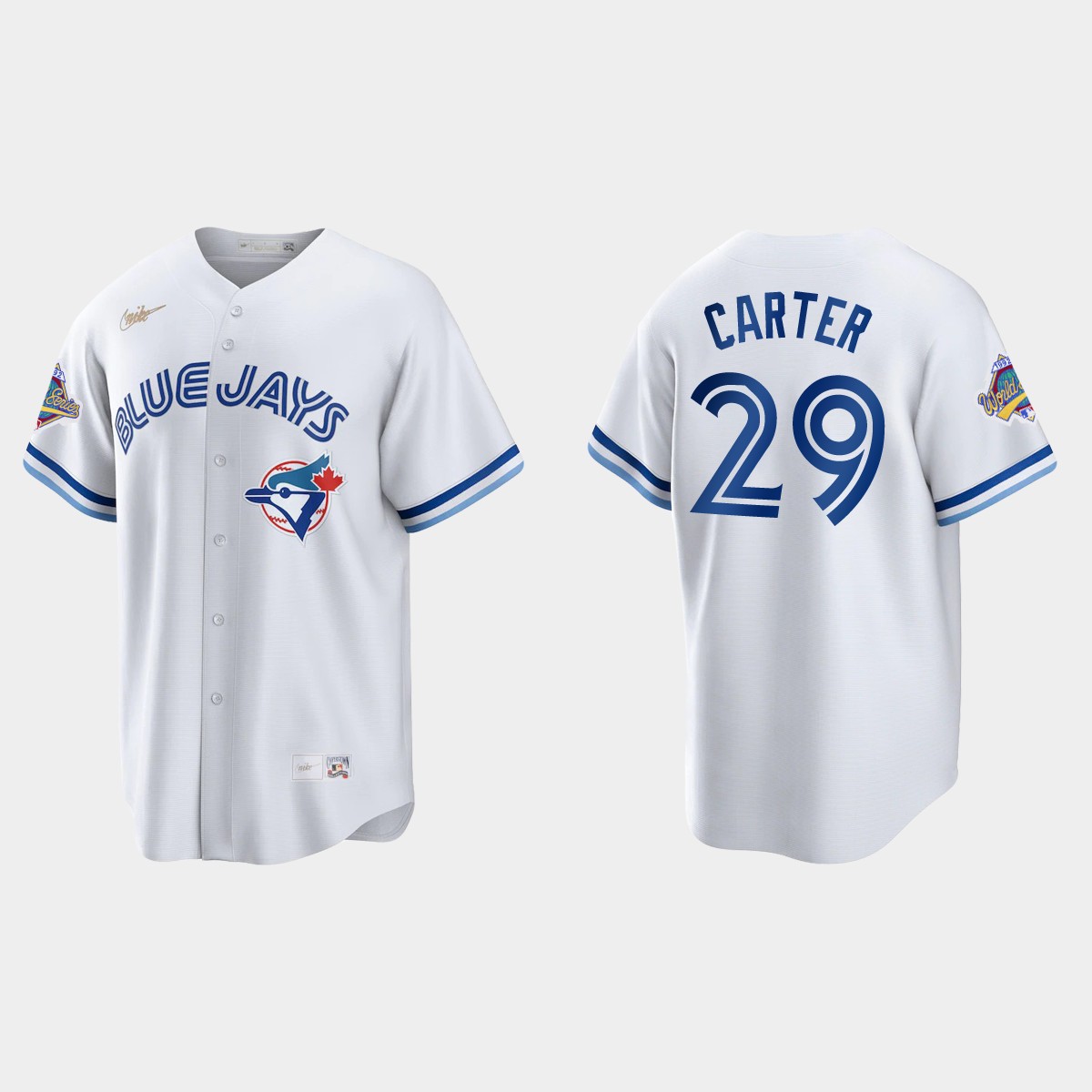 Joe Carter Toronto Blue Jays 1992 World Series Patch Cooperstown Jersey - White