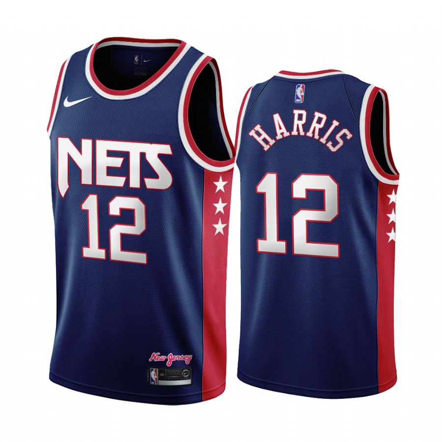 Joe Harris Brooklyn Nets 2021-22 City Edition Navy #12 Jersey Throwback 90s Wordmark