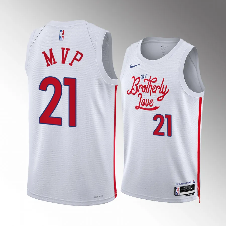 Joel Embiid 2023 NBA MVP Award Philadelphia 76ers #21 White Jersey City Edition