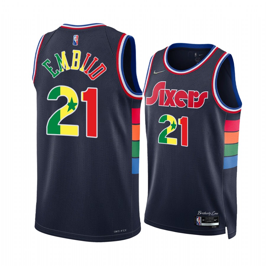 Joel Embiid Cameroon Proud 76ers #21 Navy Jersey Special Commemorative