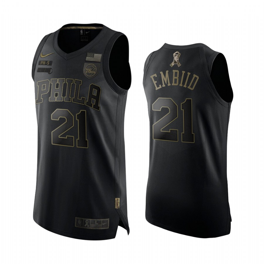 Joel Embiid Philadelphia 76ers 2020 Salute To Service Black Jersey