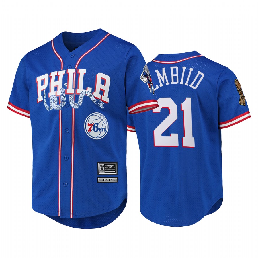 Joel Embiid Philadelphia 76ers Capsule Baseball #21 Royal Pro Standard Jersey