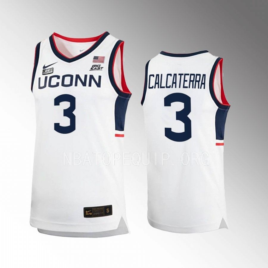 Joey Calcaterra UConn Huskies White Jersey 2022-23 Home