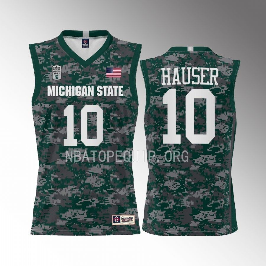 Joey Hauser Michigan State Spartans Green Jersey 2022 Armed Forces Carrier Classic Game