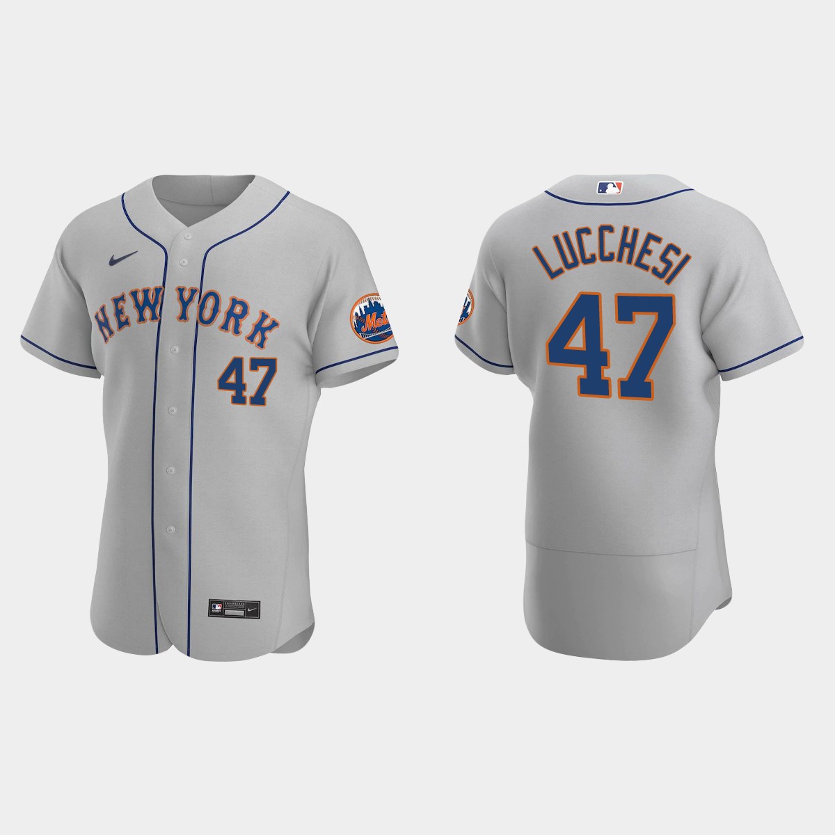 Joey Lucchesi #47 New York Mets Road Jersey - Gray