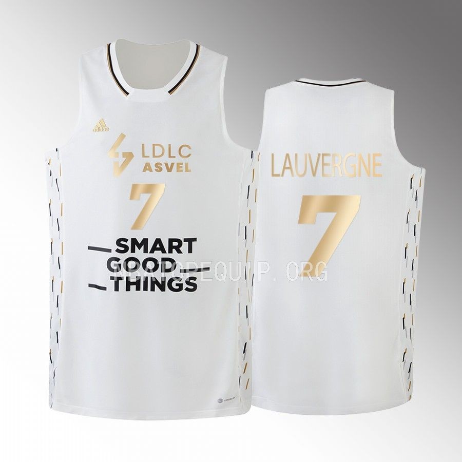 Joffrey Lauvergne LDLC ASVEL #7 White Jersey 2022-23 Home Golden