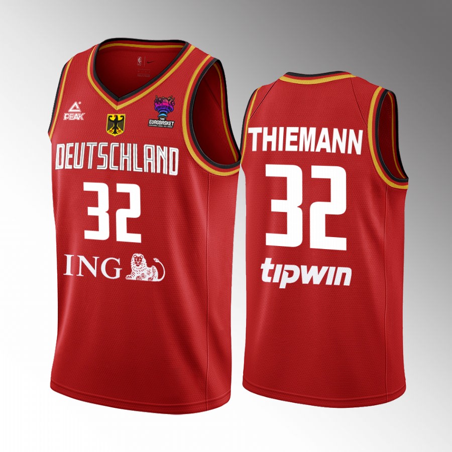 Johannes Thiemann Germany  FIBA EuroBasket 2022 Red Jersey #32