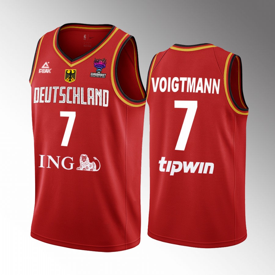 Johannes Voigtmann Germany  FIBA EuroBasket 2022 Red Jersey #7