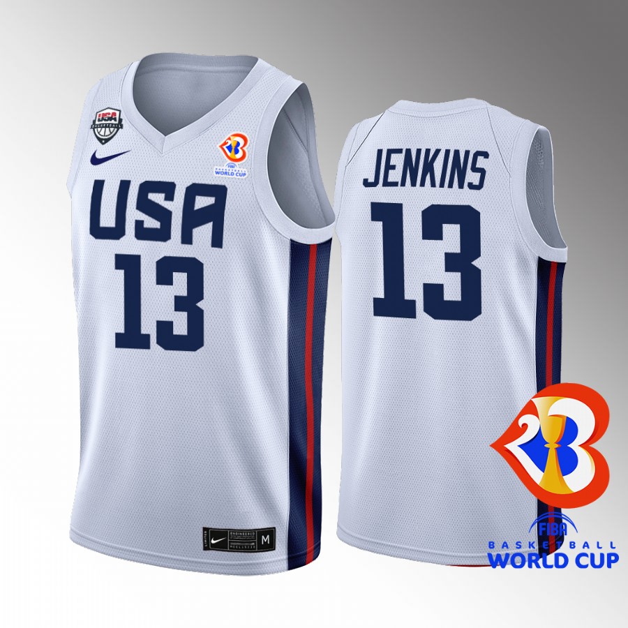 John Jenkins #13 USA Team 2023 FIBA  World Cup White Jersey Home
