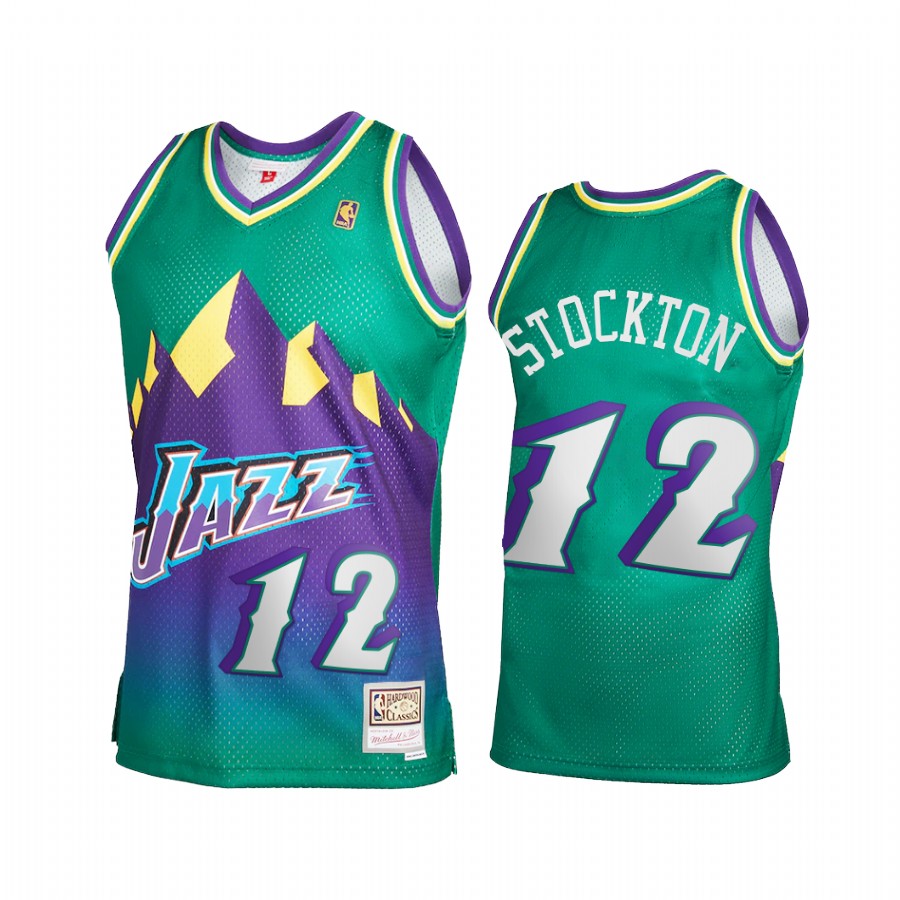 John Stockton 12 Utah Jazz 2021 Reload 2.0 Green Jersey Throwback