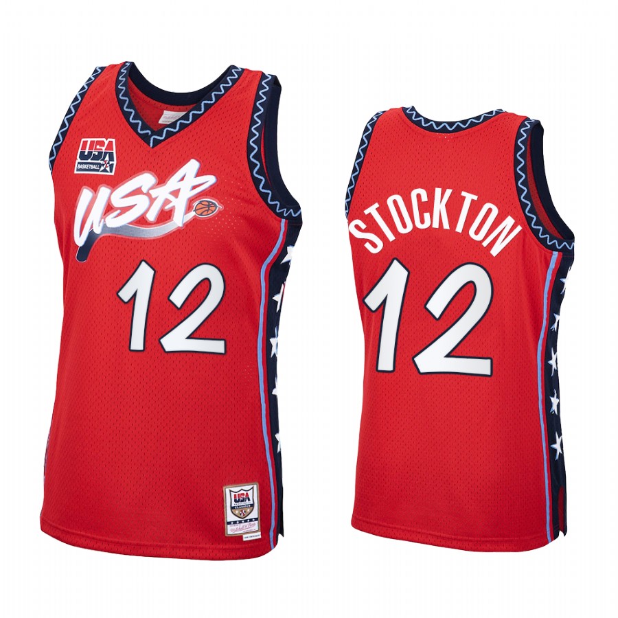 John Stockton USA Team #12 Red 1996 Olympics  Throwback Jersey