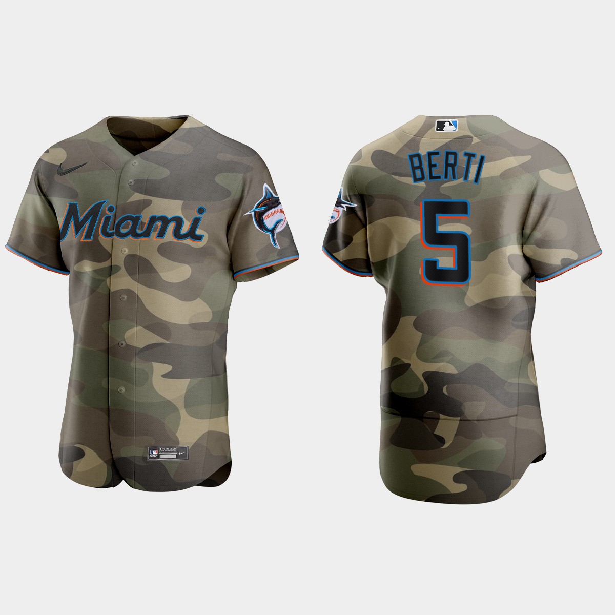 Jon Berti Miami Marlins 2021 National Armed Forces Day Jersey - Camo