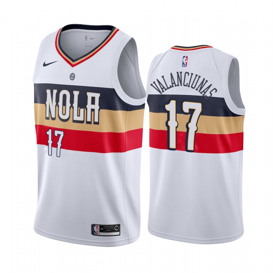Jonas Valanciunas New Orleans Pelicans 2021 Earned Edition White #17 Jersey