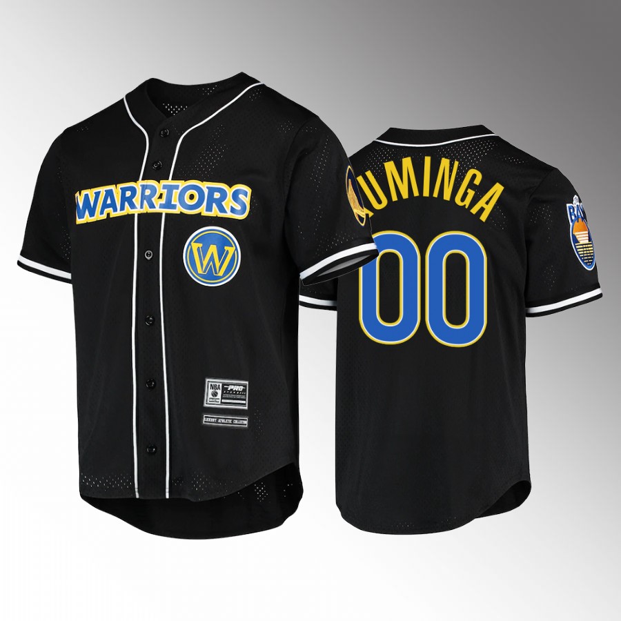 Jonathan Kuminga Golden State Warriors Baseball Shirt #00 Black Button-Up Jersey