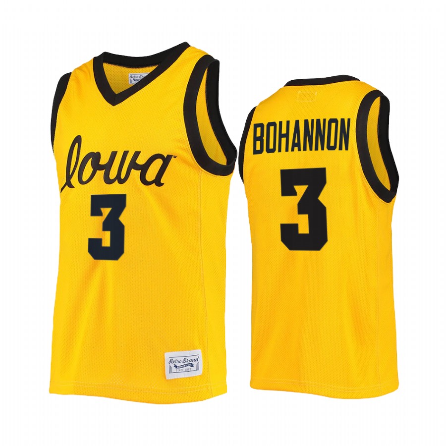 Jordan Bohannon Iowa Hawkeyes Gold Jersey 2022 Commemorative Classic College