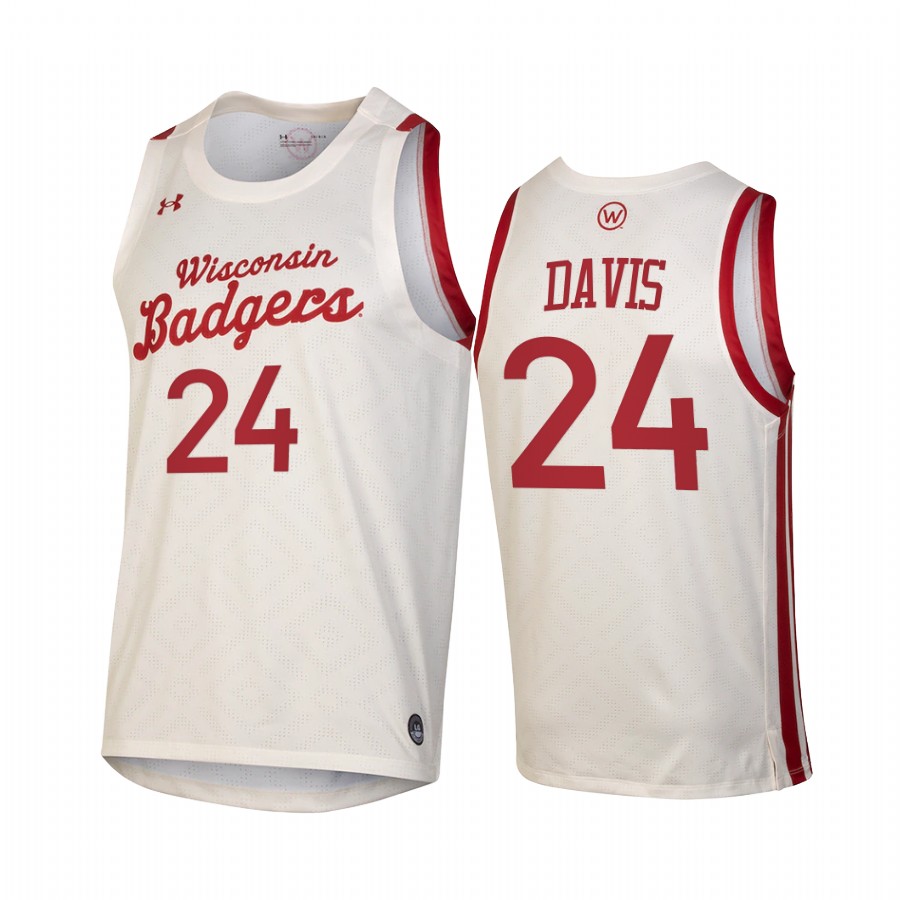 Jordan Davis Wisconsin Badgers White Jersey 2021 Throwback College
