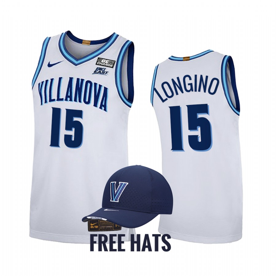 Jordan Longino Villanova Wildcats White Jersey 2021-22 Home Elite
