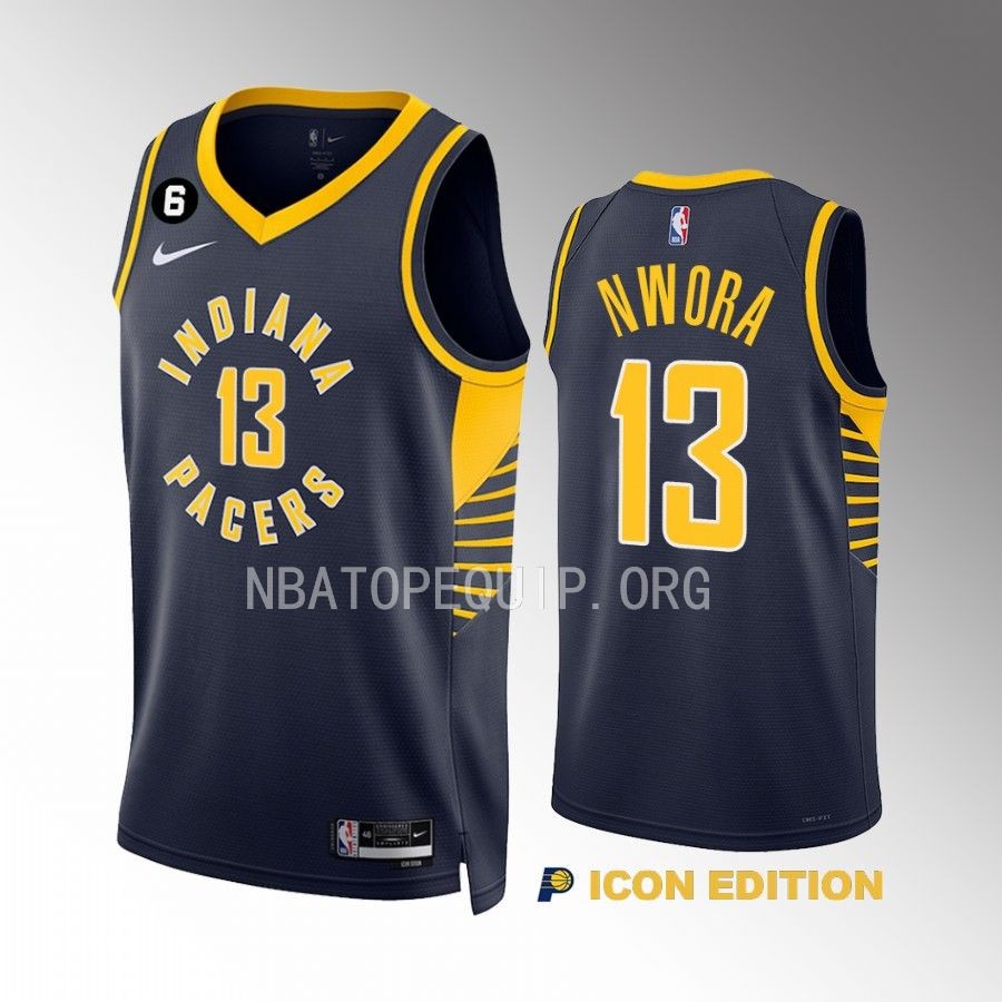 Jordan Nwora Indiana Pacers 2022-23 Icon Edition Navy #13 Jersey Swingman
