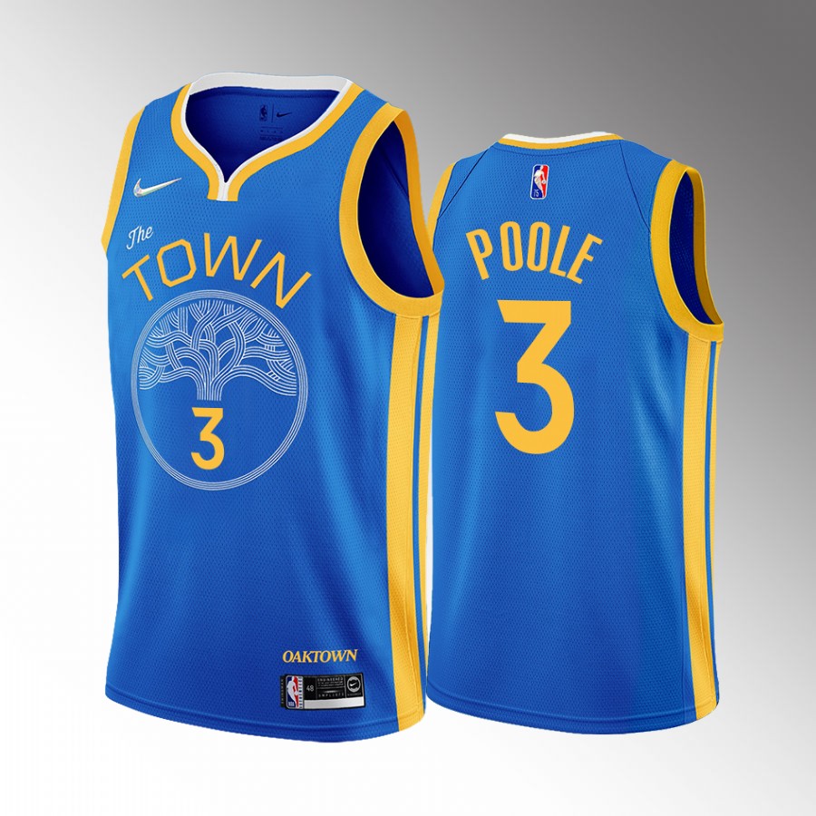 Jordan Poole 2022-23 Golden State Warriors Blue #3 Earned Edition Jersey OAK Town