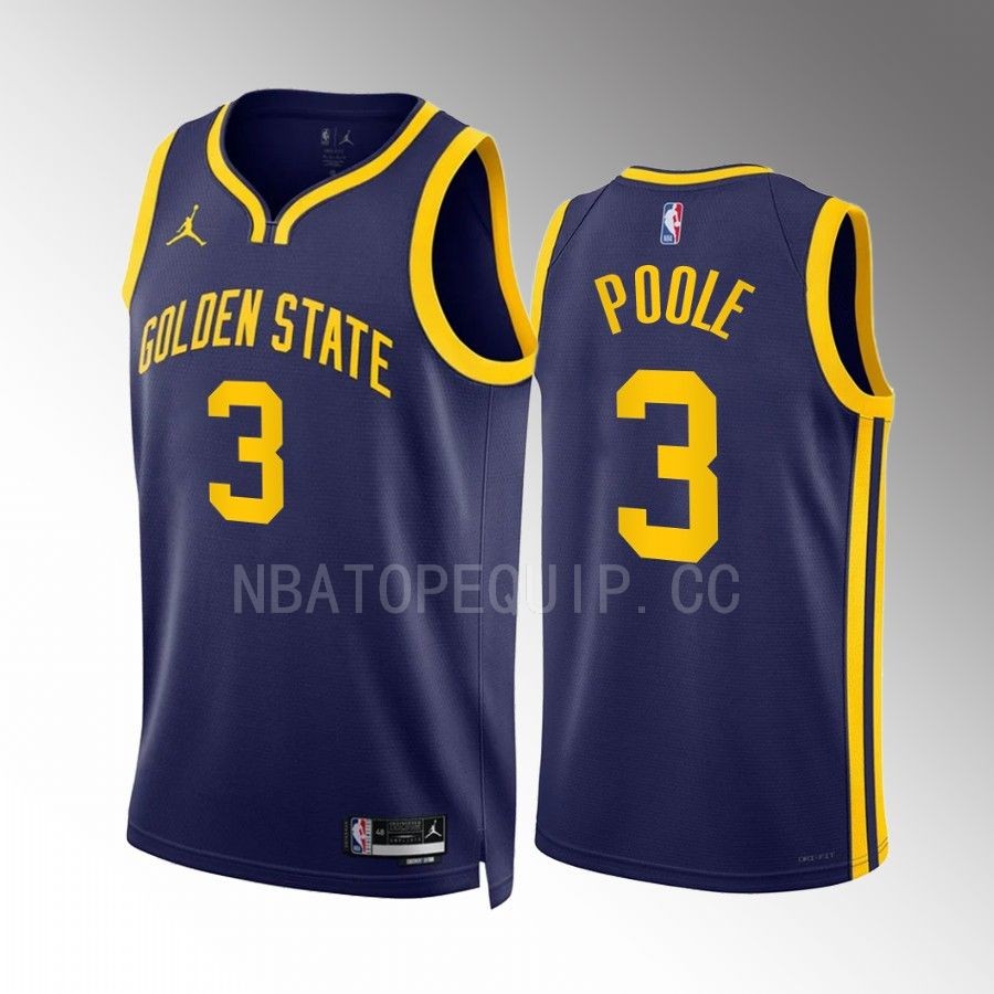 Jordan Poole 2022 Golden State Warriors Navy #3 Statement Edition Jersey Swingman