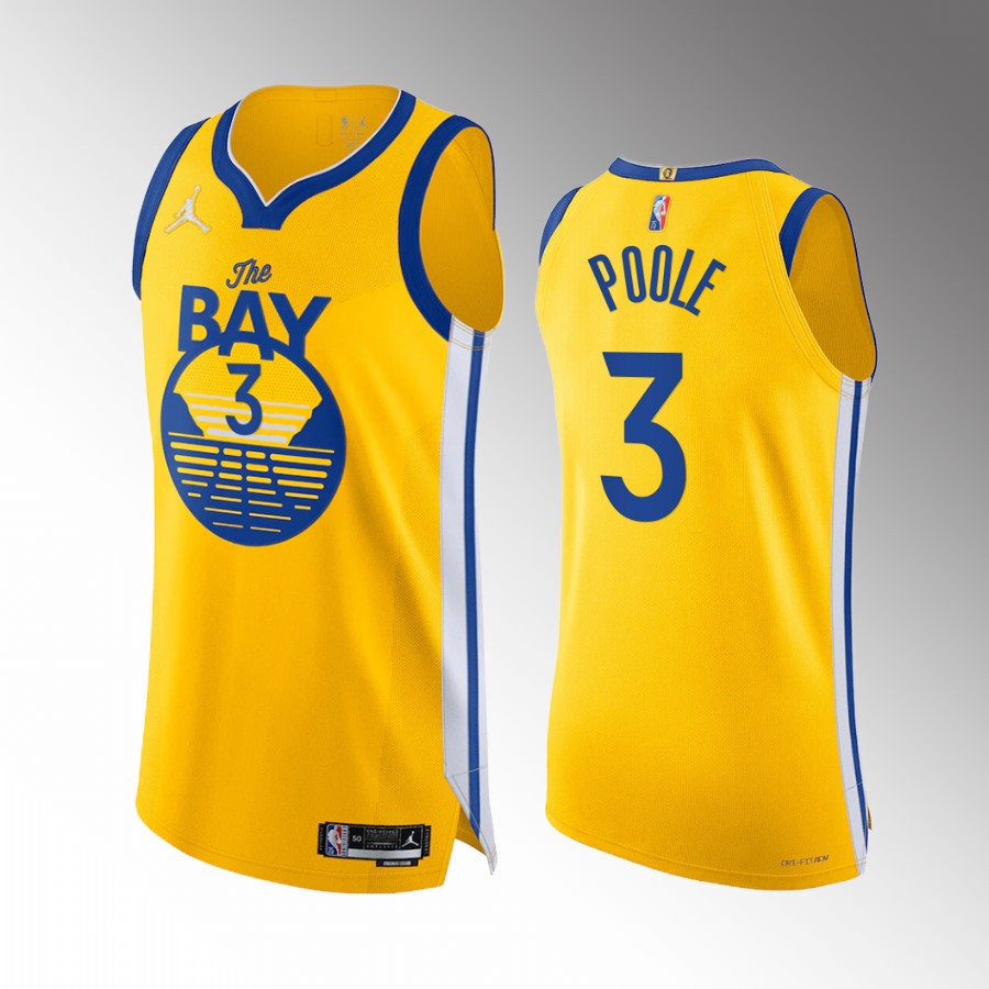 Jordan Poole 2022 Warriors #3 Statement Edition Jersey Gold