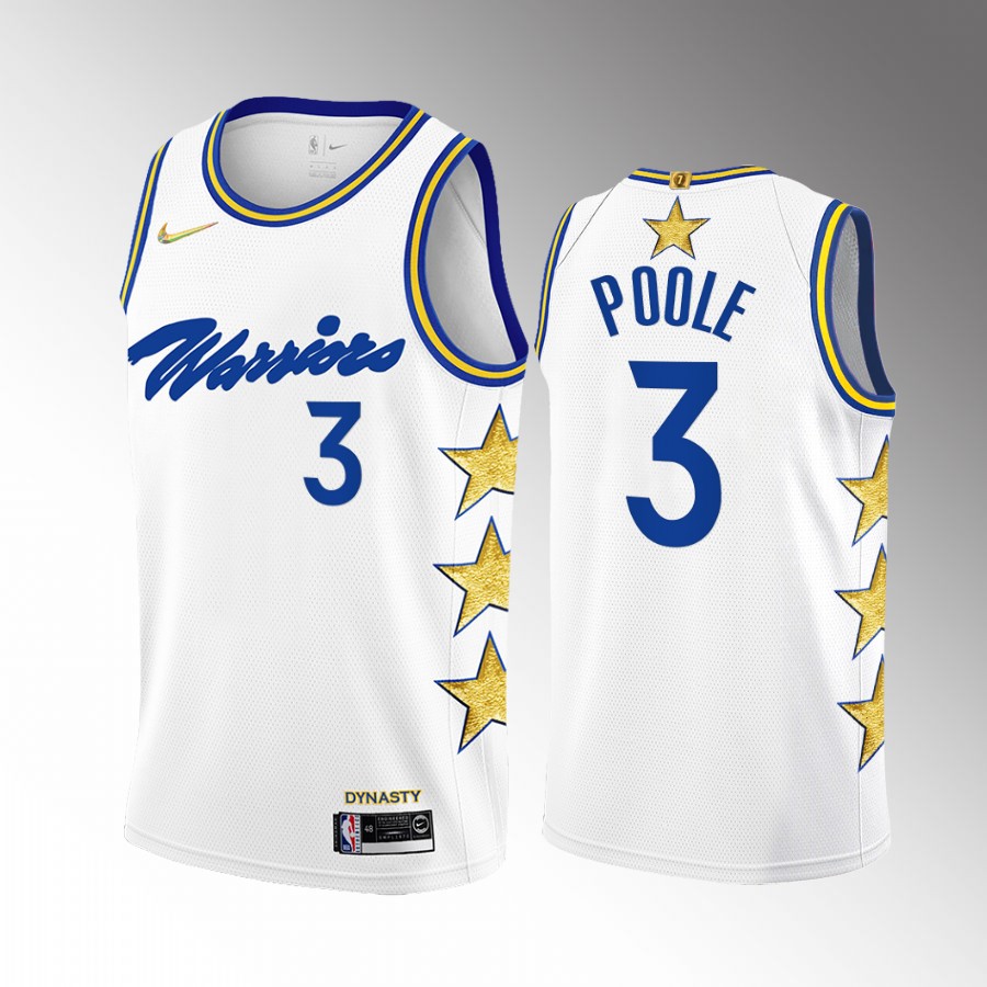 Jordan Poole 7X NBA Champs Golden State Warriors White #3 Jersey Stars Fashion